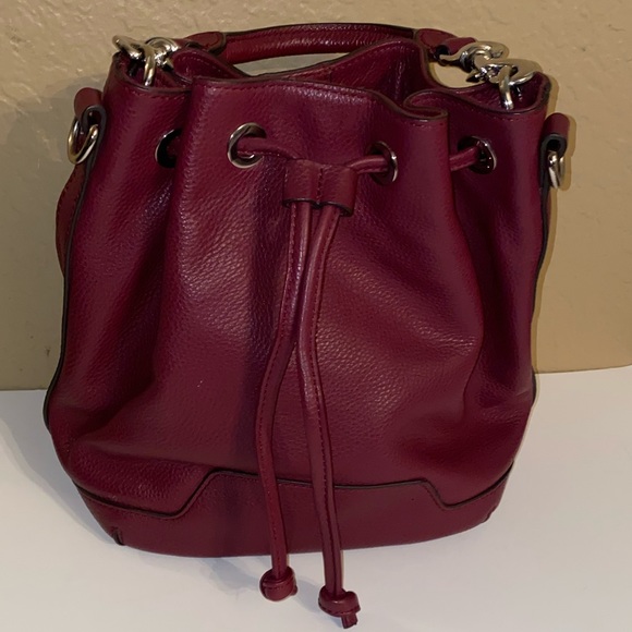 Rebecca Minkoff burgundy pebble leather crossbody bucket bag - Picture 3 of 10